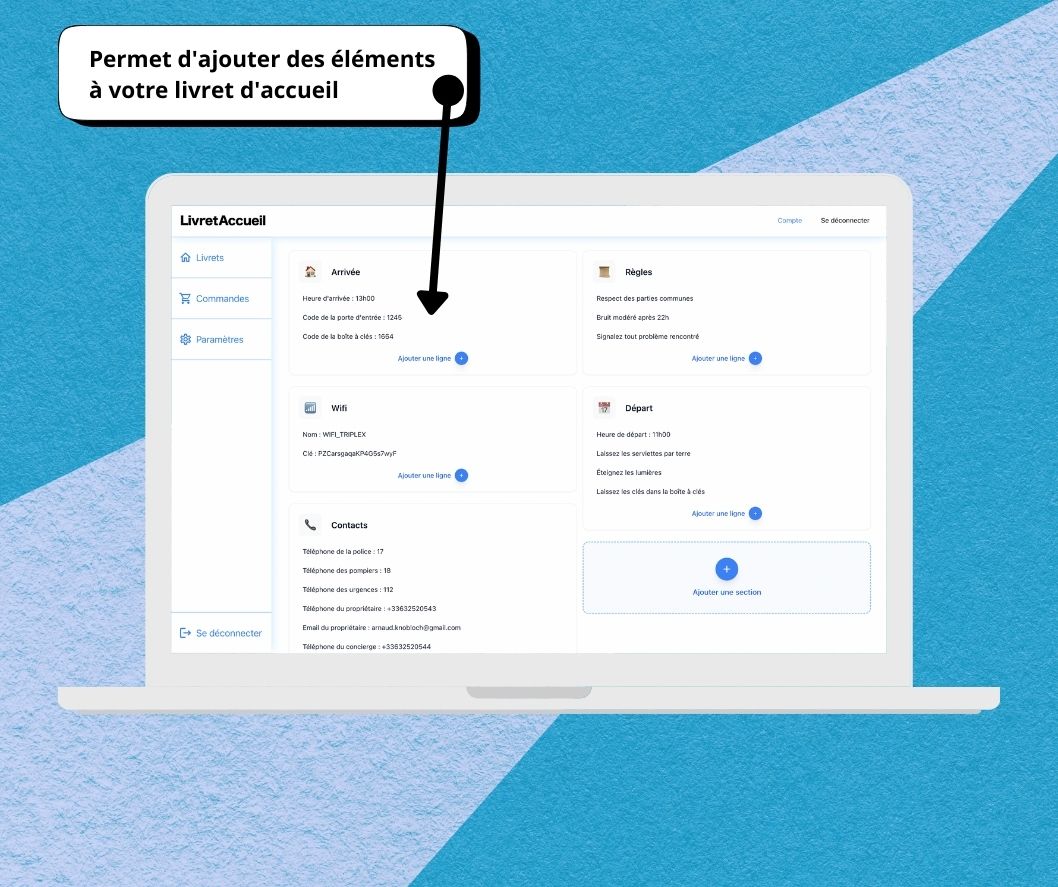 Ajoutez des éléments à votre livret d'accueil