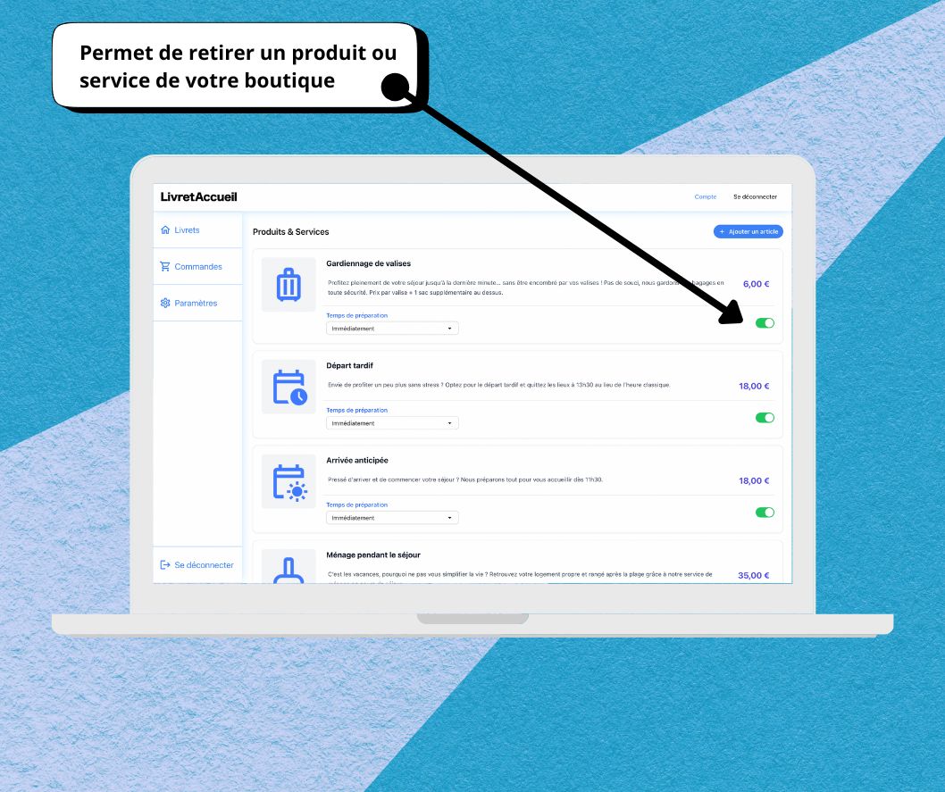 Retirez un produit ou service en un clic